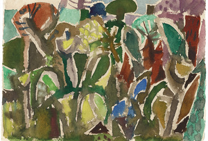 Southern Wood (with a watercolour of a southern desert landscape on the verso), 1968